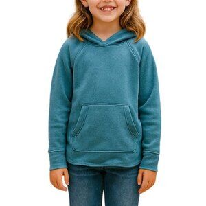 Athletic Works Size Small 6-6X Hoodie Girls Blue Sweatshirt With Kangaroo Pocket